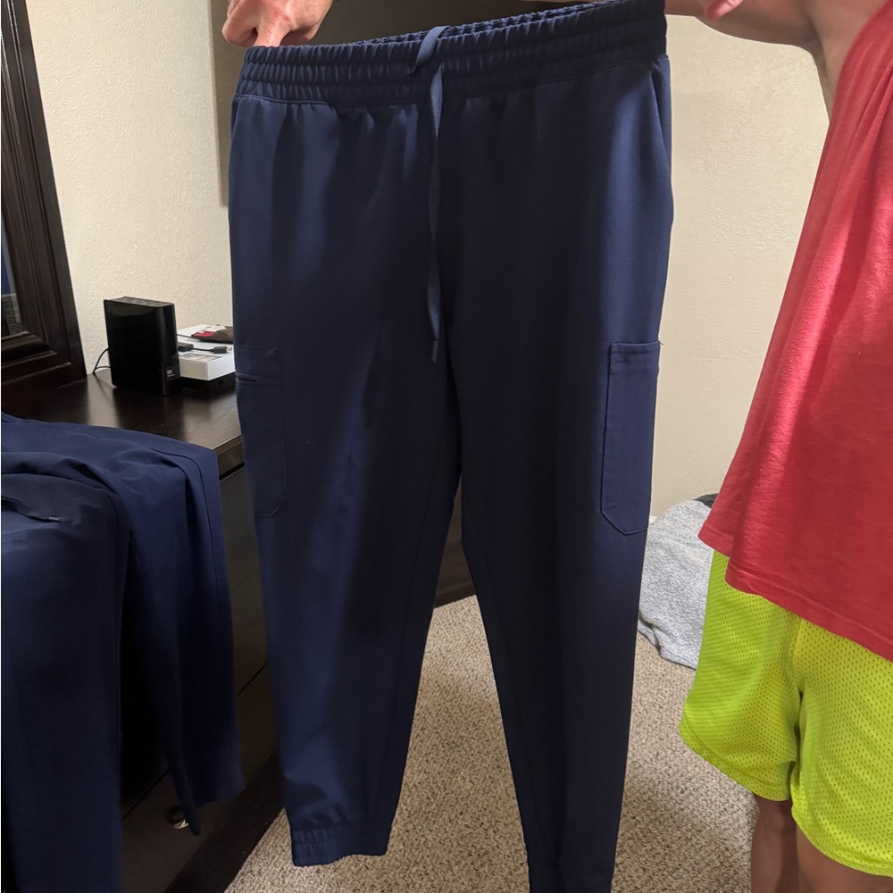 Jaanuu Blue Cargo Pants Relaxed Fit Elastic Waistband